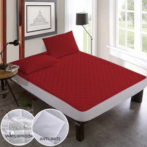 Quilted Water Proof Mattress Protector Soft Cotton Red