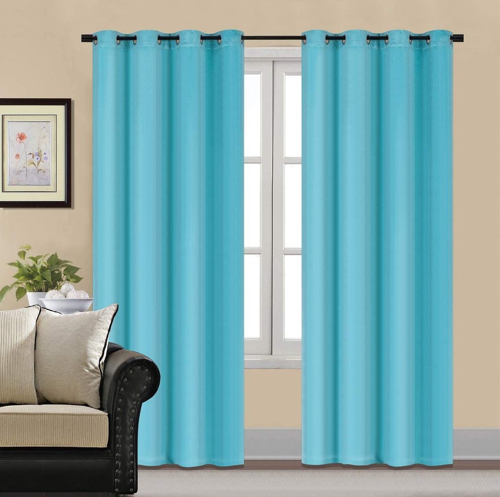 Plain Velvet Curtain Turquoise Blue