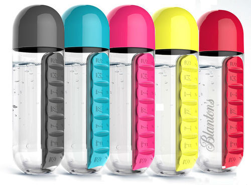 Pill & Vitamin Organizer Water Bottle