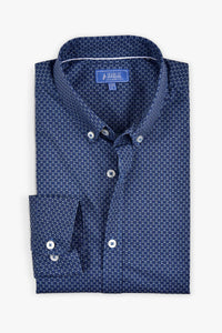 Dark Blue Floral Shirt (Slim Fit)