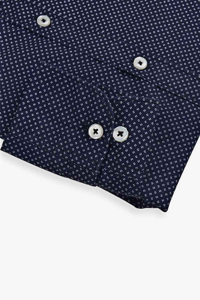 Navy Blue Floral Shirt (Slim Fit) Darodeewar