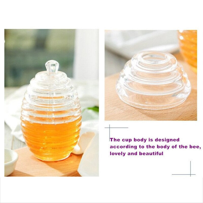 Transparent Honey Jar with Beehive Style Spoon - waseeh.com