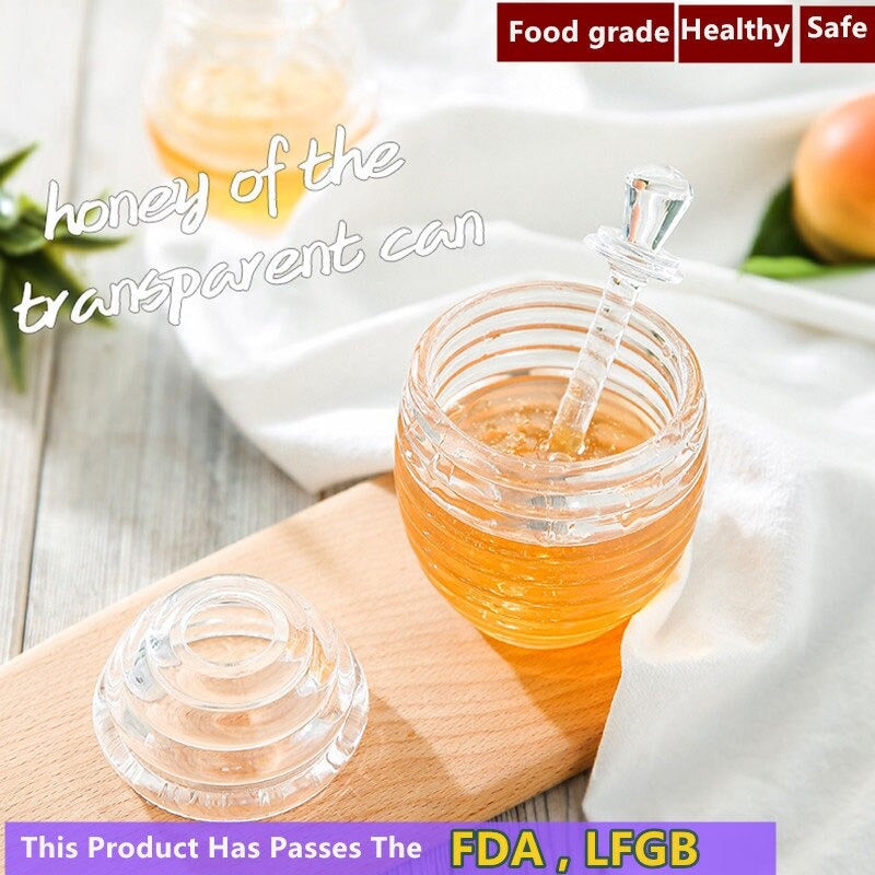 Transparent Honey Jar with Beehive Style Spoon - waseeh.com
