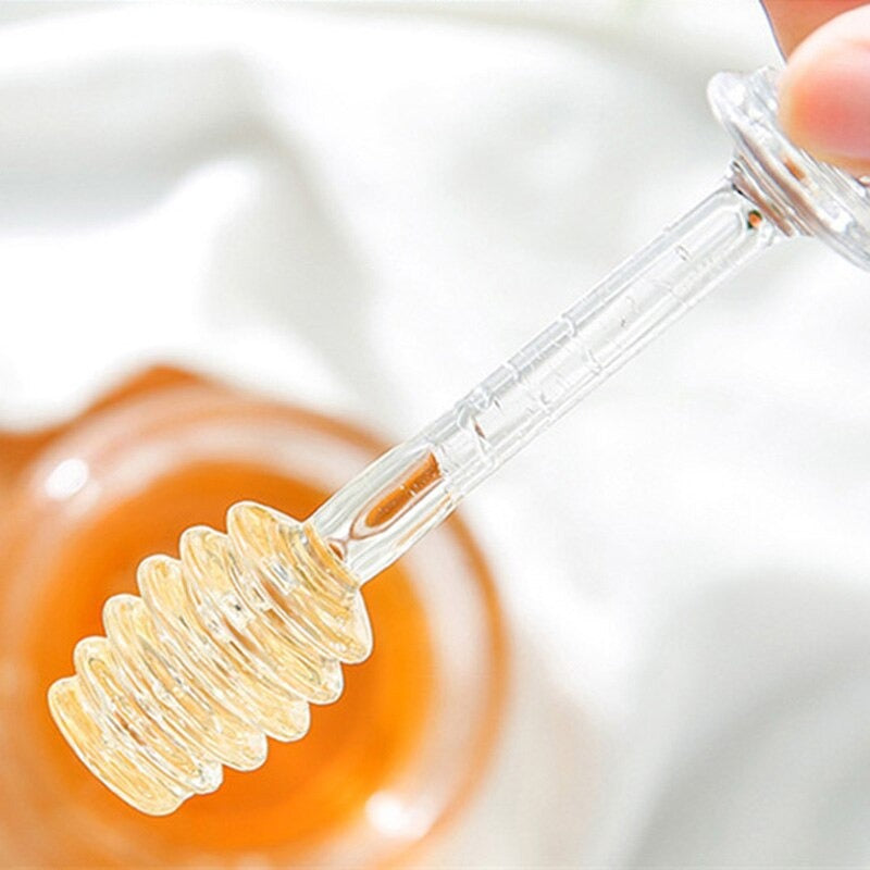 Transparent Honey Jar with Beehive Style Spoon - waseeh.com