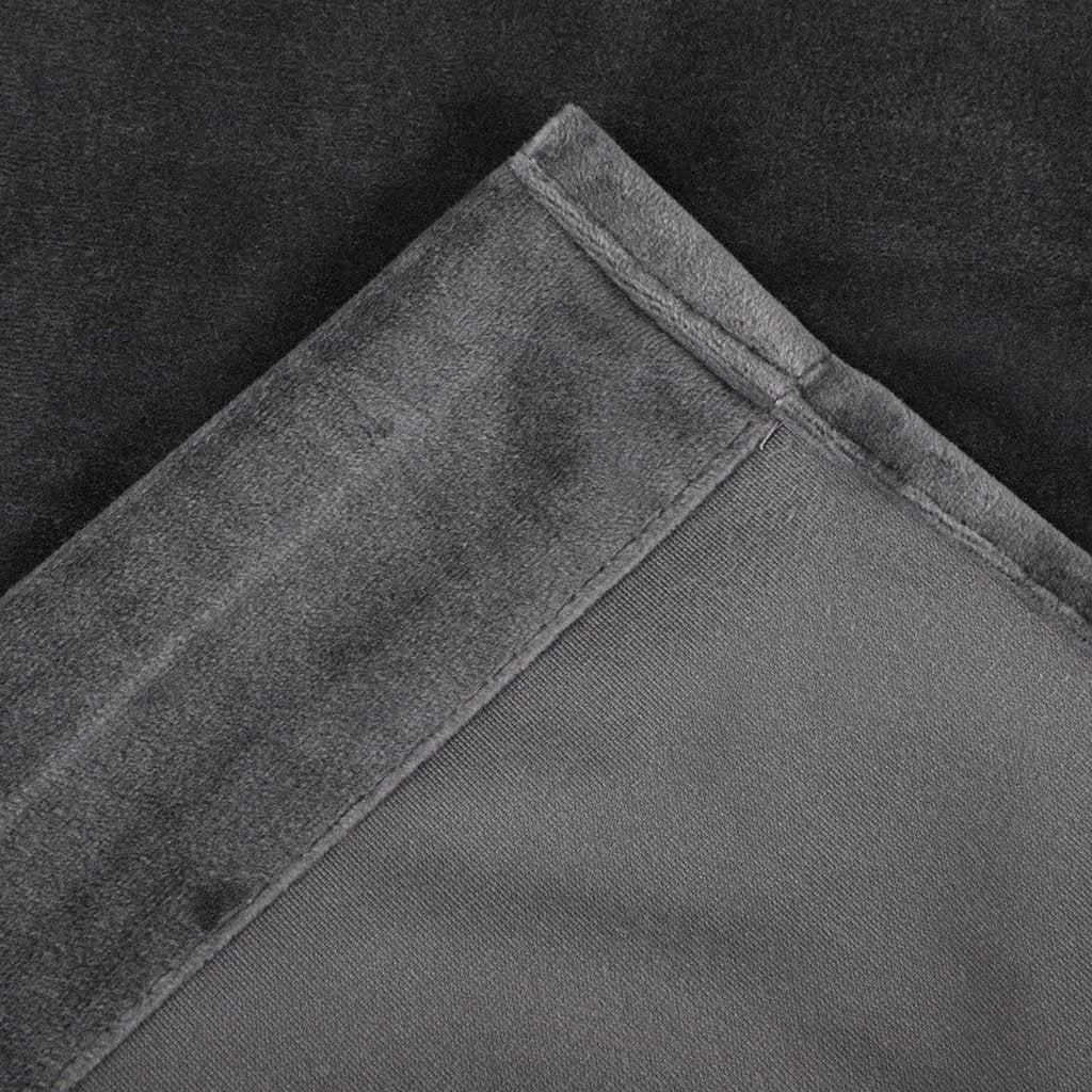 Plain Velvet Curtain Charcoal Grey