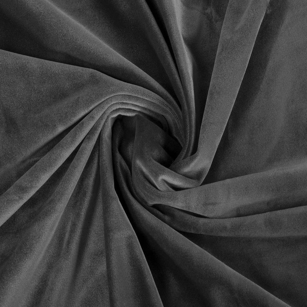Plain Velvet Curtain Charcoal Grey