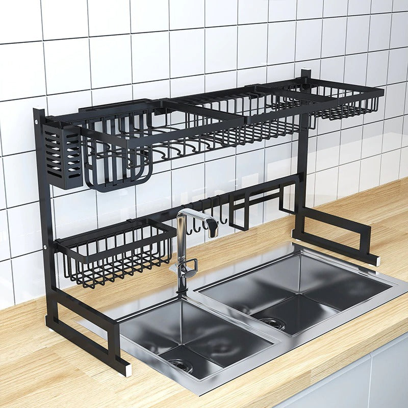 Kitchen Space Stainless Steel Dish Drying Rack (Black)