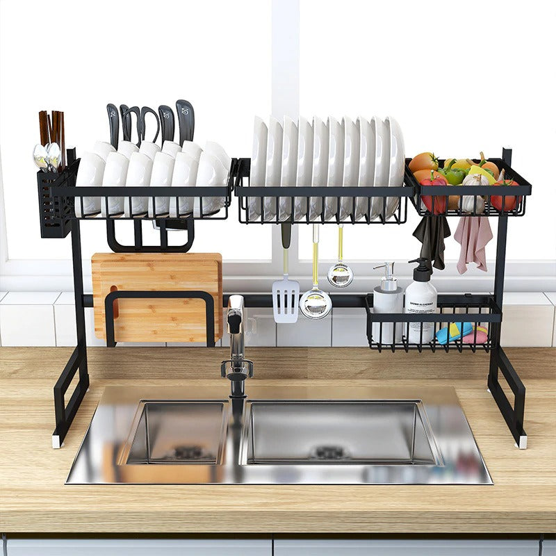 Kitchen Space Stainless Steel Dish Drying Rack (Black)