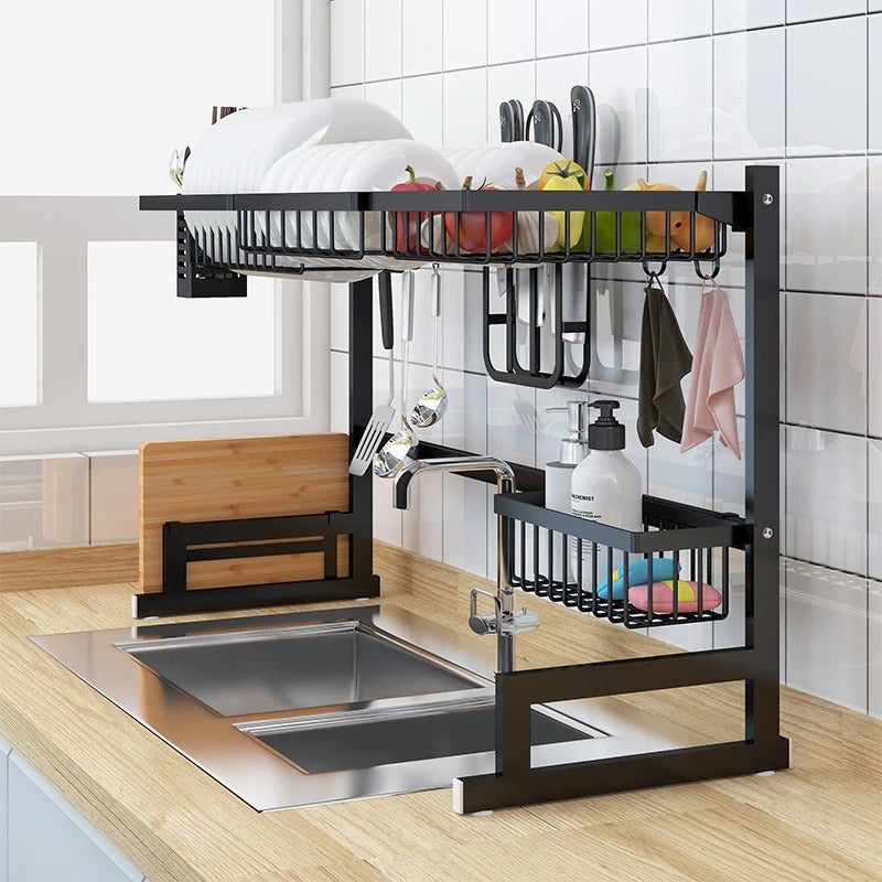 Kitchen Space Stainless Steel Dish Drying Rack (Black)
