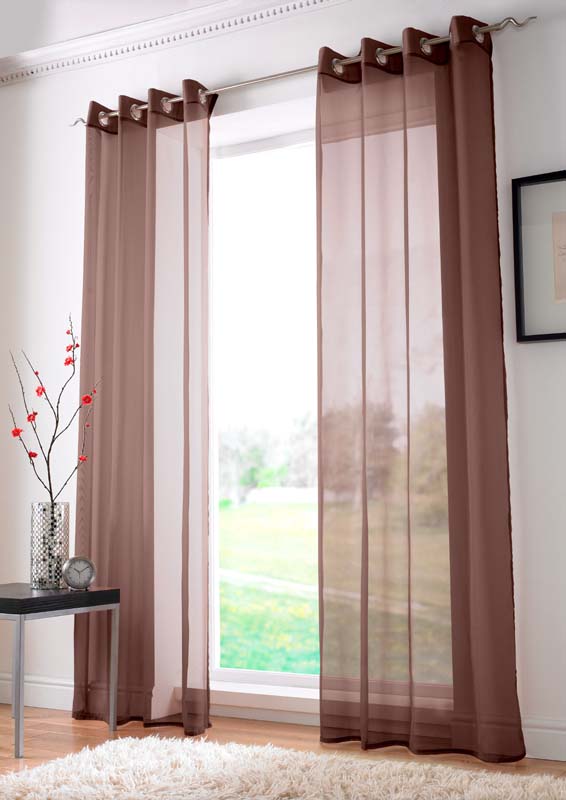 Plain Lite Brown Net Sheer Chiffon Curtain
