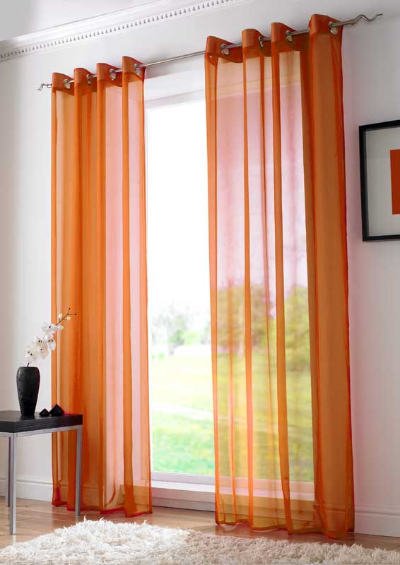 Plain Lite Orange Net Sheer Chiffon Curtain