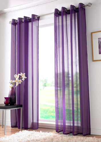 Plain Lite Purple Net Sheer Chiffon Curtain
