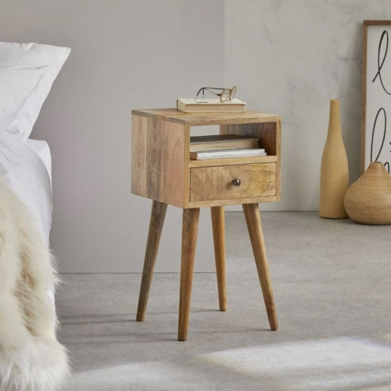 Narrow Bed Side Drawer Table